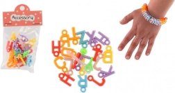 Plastic heart and letter beads with cord