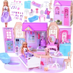 Opvouwbaar poppenhuis met koffertje en pop ANLILY