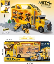 Mallette camion avec 6 véhicules en métal avec lumière et son