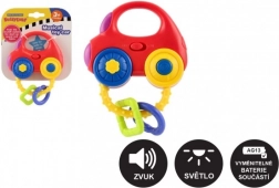 Hochet en forme de voiture avec lumière et son, plastique, 10 × 11 cm, à piles, 3m+