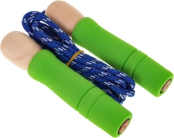 Kinder springtouw met houten handvatten en rubberen uiteinden