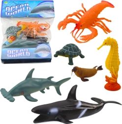 Set of Plastic Sea Animal Figures 6 pcs