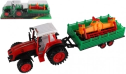 Tractor met aanhanger en dorswals van kunststof, 46 cm