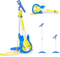 Elektrische gitaar met microfoon en standaard voor kinderen, MP3-compatibel, blauw