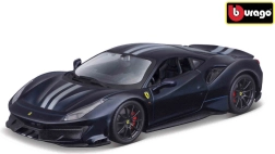 Ferrari TOP 488 Pista blauw met zilveren streep 1:24 model Bburago