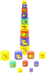Polesie piramide Diertjes – set stapelbekers (9 stuks)