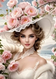 Diamantschilderen – meisje met bloemenhoed 30 × 40 cm