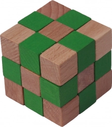 Houten puzzel kubus oranje