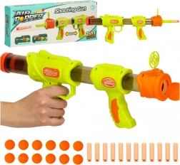 Groene 2-in-1 kinderblaster voor foam-balletjes en pijltjes