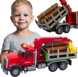 Woopie houttransporttruck met draaibare kraan, licht en geluid 1:14