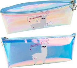 Trousse scolaire enfant holographique avec lama bleu 21x6 cm