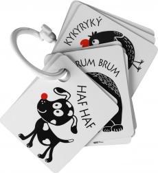 High-contrast cards with a colorful element for babies