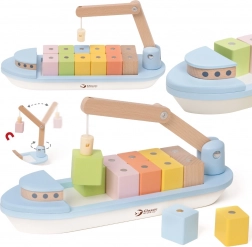 Houten vrachtschip met magnetische blokken 13 st. – Classic World