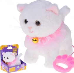 Interactief pluchen kitten aan een riem, loopt, miauwt en kwispelt met zijn staart