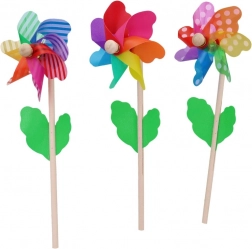 Houten windmolentje 12 cm, 3 soorten