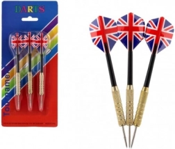 Set of Throwing Darts with Metal Tips and Union Jack Flights