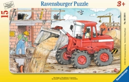 RAVENSBURGER bordpuzzel werken met graafmachine 15 stukjes