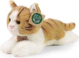 Plush Cat Lying Brown-White Eco-Friendly