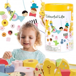 Classic World houten rijgkralen en aankleedset voor kinderen, 73 stuks