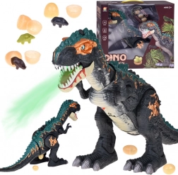 Grote interactieve T‑Rex dinosaurus met stoom, licht en geluid, legt eieren