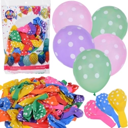 Colorful Balloons with White Polka Dots - Set of 100 pcs