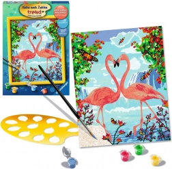 Schilderen op nummer - Verliefde flamingo's