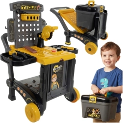 Kids 3-in-1 workbench with trolley and toolbox, 59 pieces