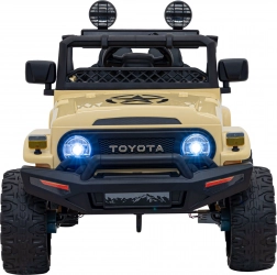 Elektrische kinderauto Toyota FJ Cruiser met afstandsbediening, 4x4, LED en EVA-wielen – Beige