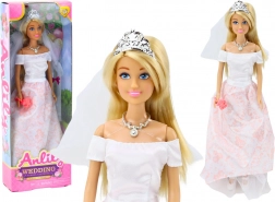 Bruiloft pop met boeket