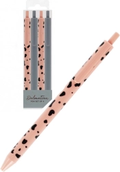 Set of 4 Ballpoint Pens, Gray and Pink, 0.7 mm, Black Ink