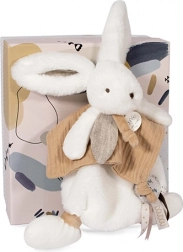 Doudou pluchen konijn met knuffeldoek beige 25 cm