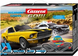 Carrera GO racebaan Highway Chase 4,3 m met schans en auto's Chevrolet Camaro en Ford Mustang