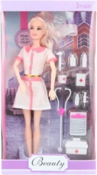 Dokterspop met gewrichten in de armen en accessoires 29 cm