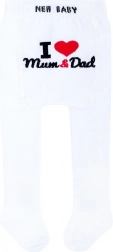katoenen panty New Baby wit I Love Mum and Dad 68 (4–6 m)
