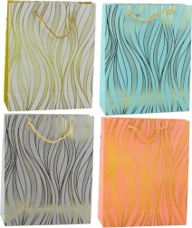 Gift paper bag with golden waves 32 × 26 × 12 cm