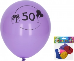 30 cm Balloons with Number 50, Mixed Colors – Set of 5