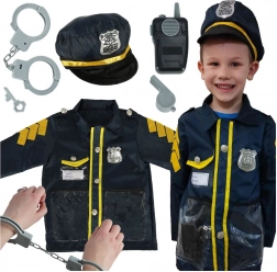 Children's Carnival Policeman Costume with Accessory Set, Handcuffs and Hat, for Ages 3-8