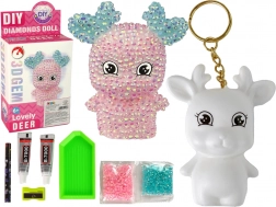 Creative DIY Set Pink Diamond Reindeer 3D Pendant with Crystals