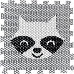 Schuimpuzzel-speelmat voor kinderen met wasbeer – lichtgrijs