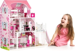 Maison de poupée en bois avec toboggan