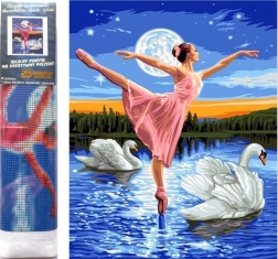 Diamant schilderen Ballerina tussen zwanen 30x40 cm