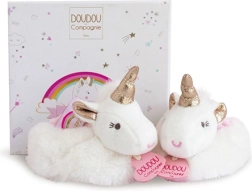 Doudou gift set with booties and rattles unicorn