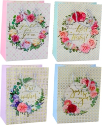 Gift Bag Floral Patterns Best Wishes 23 x 18 x 10.5 cm