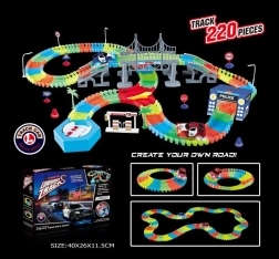Lichtgevende flexibele racebaan 220 delen met LED autootje