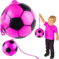 Rubberen bal in voetbalstijl met elastische bevestiging roze 22 cm