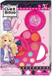 kinder make-upset 5+ roze tasje met oogschaduws, lipgloss, spiegeltje en accessoires