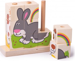 Bigjigs Baby cubes d’empilage en bois animaux