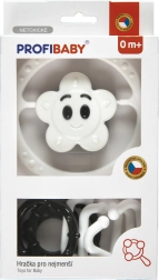 Ensemble de hochets noir et blanc – chaîne pour poussette et hochet étoile/fleur