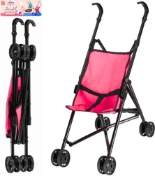 metalen opvouwbare poppenwagen met veiligheidsgordel, roze