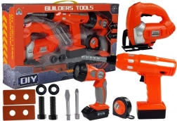 Kinder-Werkzeugset mit Akku-Bohrschrauber, Stichsäge und Taschenlampe – 12 Teile